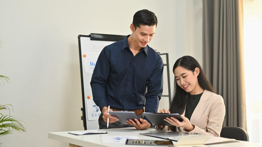 HR professional guiding employee through career transition in a skills-first workforce