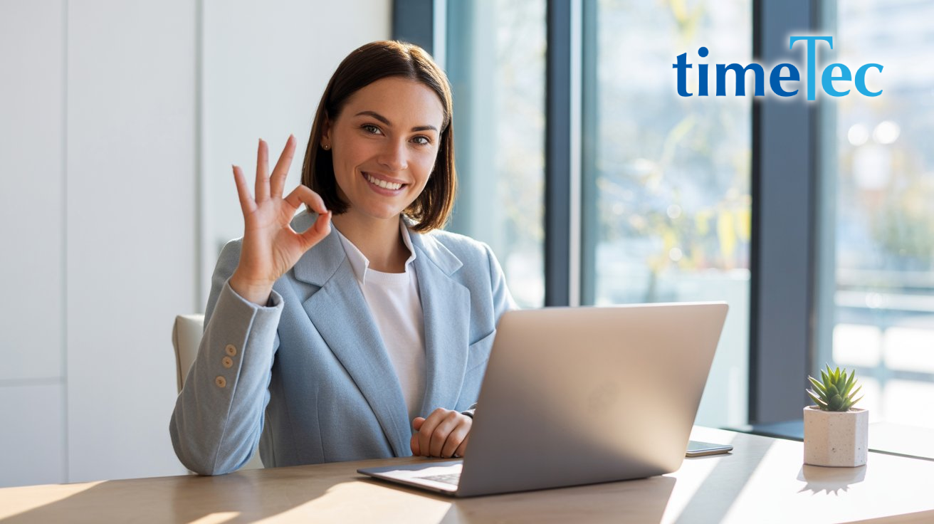 Confident employee working efficiently with payroll automation system