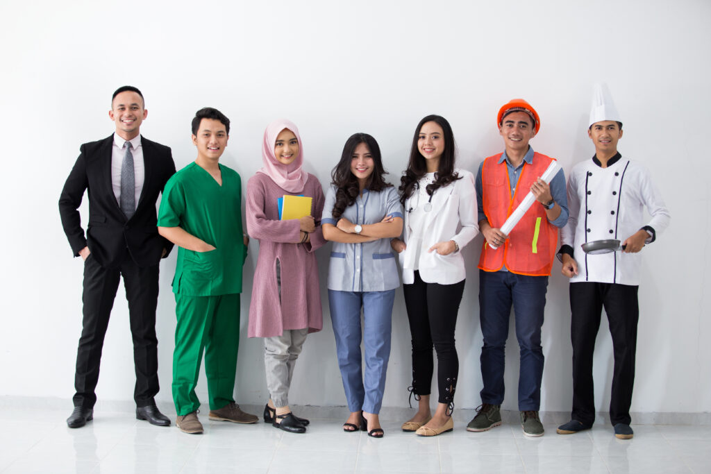 Malaysian employees from different professions representing EPF contribution coverage