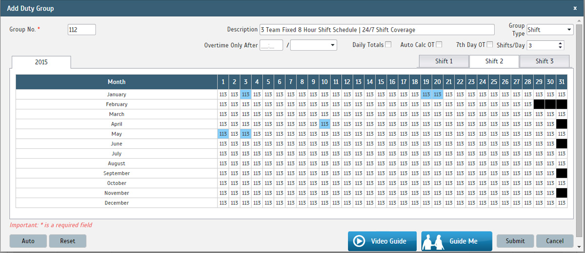 3 Team Fixed 8 Hour Shift Schedule