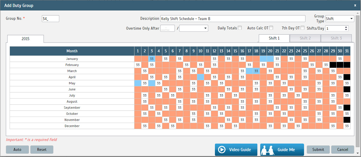 Kelly Shift Schedule